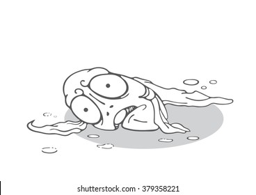 Vector illustration of a lying dead fish.