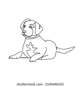 Vector illustration of lying dog in line art style