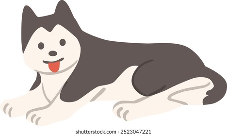 Vector illustration of a lying Siberian husky