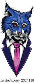 vector illustration of lynx in suit on white background