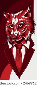 vector illustration of lynx in suit on white background