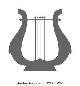 Vector illustration of lyre isolated on a white background. Black and white. 
Lyre, musical instrument in flat style.