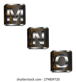 vector illustration m n o iron letters