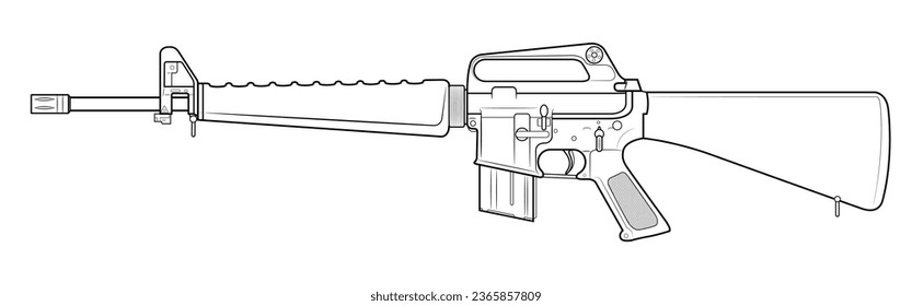Ilustración vectorial de la carbina de asalto M16. Lado izquierdo