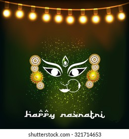 Vector illustration of Maa Durga in a colorful background for Happy Navratri.