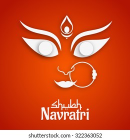 Vector illustration of Maa Durga in a colourful background for Happy Navratri.