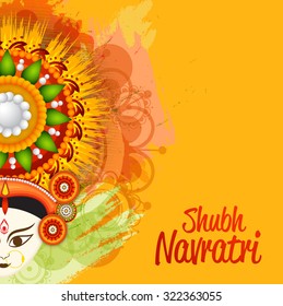 Vector illustration of Maa Durga in a colourful background for Happy Navratri.