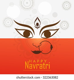 Vector illustration of Maa Durga in a colourful background for Happy Navratri.