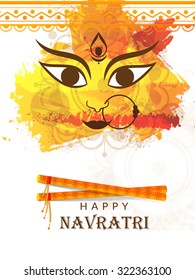 Vector illustration of Maa Durga in a colourful background for Happy Navratri.