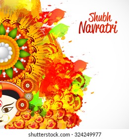 Vector illustration of Maa Durga in a colourful background for Happy Navratri.