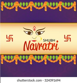 Vector illustration of Maa Durga in a colourful background for Happy Navratri.