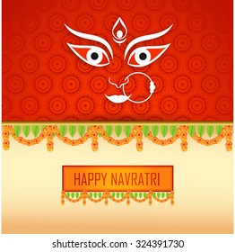 Vector illustration of Maa Durga in a colourful background for Happy Navratri.