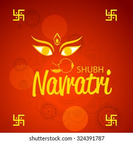 Vector illustration of Maa Durga in a colourful background for Happy Navratri.