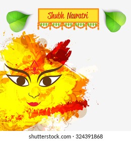 Vector illustration of Maa Durga in a colourful background for Happy Navratri.