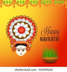 Vector illustration of Maa Durga in a colourfull background for Happy Navratri.