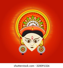 Vector illustration of Maa Durga in a colourfull background for Happy Navratri.