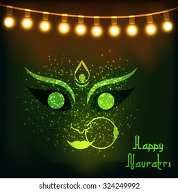 Vector illustration of Maa Durga in a golden background for Happy Navratri.
