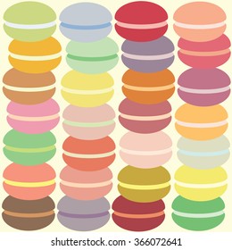 vector illustration / macarons in rows 