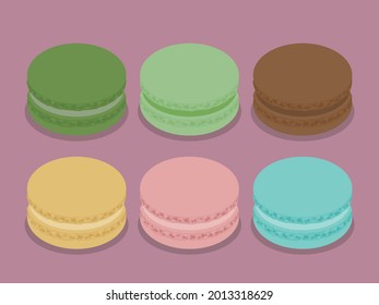 ilustración vectorial de macarones en diversos sabores