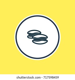 Vector Illustration Of Macaroons Outline. Beautiful Meal Element Also Can Be Used As Biscuit  Element.