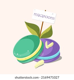 ilustración vectorial de macarons con trozos de nueces