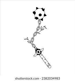 vector illustration of mace with leaves concept