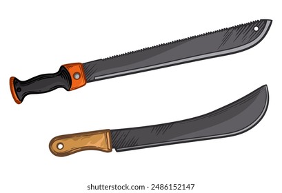 Vector illustration of a machete. Machete isolated on white background.