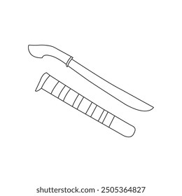 vector illustration of machete and scabbard