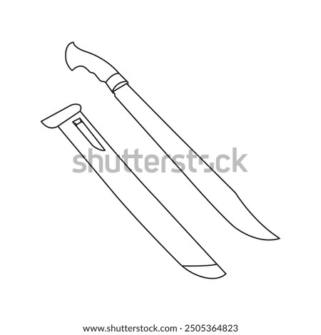 vector illustration of machete and scabbard