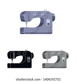 Vector illustration of machine and tailor sign. Collection of machine and stitch stock symbol for web.