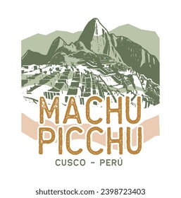 VECTOR ILLUSTRATION OF MACHU PICCHU CUSCO PERU 