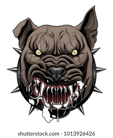 Vector Illustration Of Mad Dog Head. 