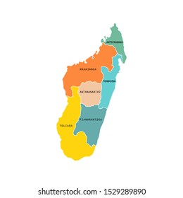 Vector illustration of Madagascar administrative divisions map. Vector map.