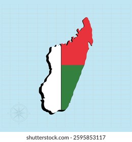 Vector illustration of Madagascar flag map.
