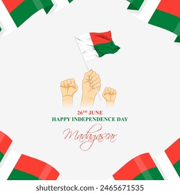 Vector illustration of Madagascar Independence Day social media feed template