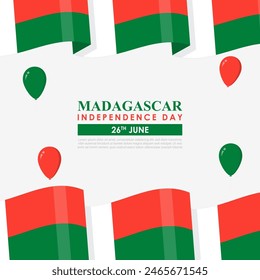 Vector illustration of Madagascar Independence Day social media feed template