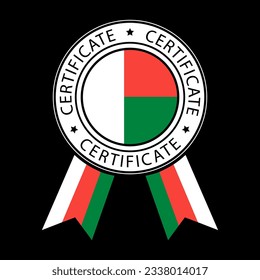 Vector illustration of Madagascar ribbon certificate on black background.
