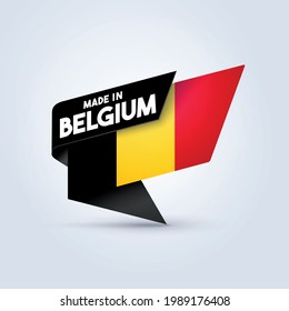 Vector Illustration Made In Belgium Flag