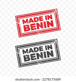 Ilustración vectorial de Made In Benin. Estampilla roja en fondo transparente (PNG).