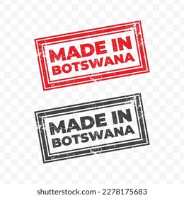 Vector illustration of Made In Botswana. Red grunge stamp on transparent background(PNG).