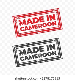 Vector illustration of Made In Cameroon. Red grunge stamp on transparent background(PNG).