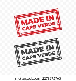 Vektorgrafik von Made in Kap Verde. rote farbige Schmutzspritzer auf transparentem Hintergrund (PNG).