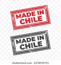 Vector illustration of Made In Chile. Red grunge stamp on transparent background(PNG).