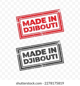 Vector illustration of Made In DJibouti. Red grunge stamp on transparent background(PNG).