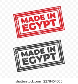 Vector illustration of Made In Egypt . Red grunge stamp on transparent background(PNG).