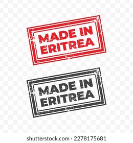 Ilustración vectorial de Made In Eritrea. Estampilla roja en fondo transparente (PNG).