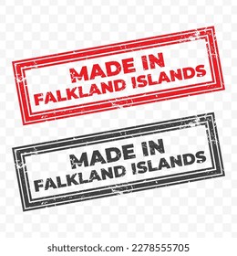 Vector illustration of Made In Falkland Islands. Red grunge stamp on transparent background(PNG).