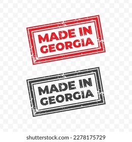 Ilustración vectorial de Made In Georgia. Estampilla roja en fondo transparente (PNG).