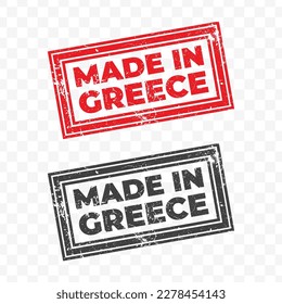 Ilustración vectorial de Made In Greece. Estampilla roja en fondo transparente (PNG).