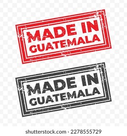Vector illustration of Made In Guatemala. Red grunge stamp on transparent background(PNG).